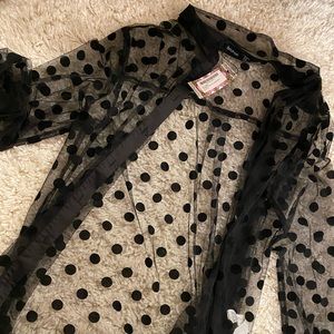 Mesh Polka Dot Collared Shirt